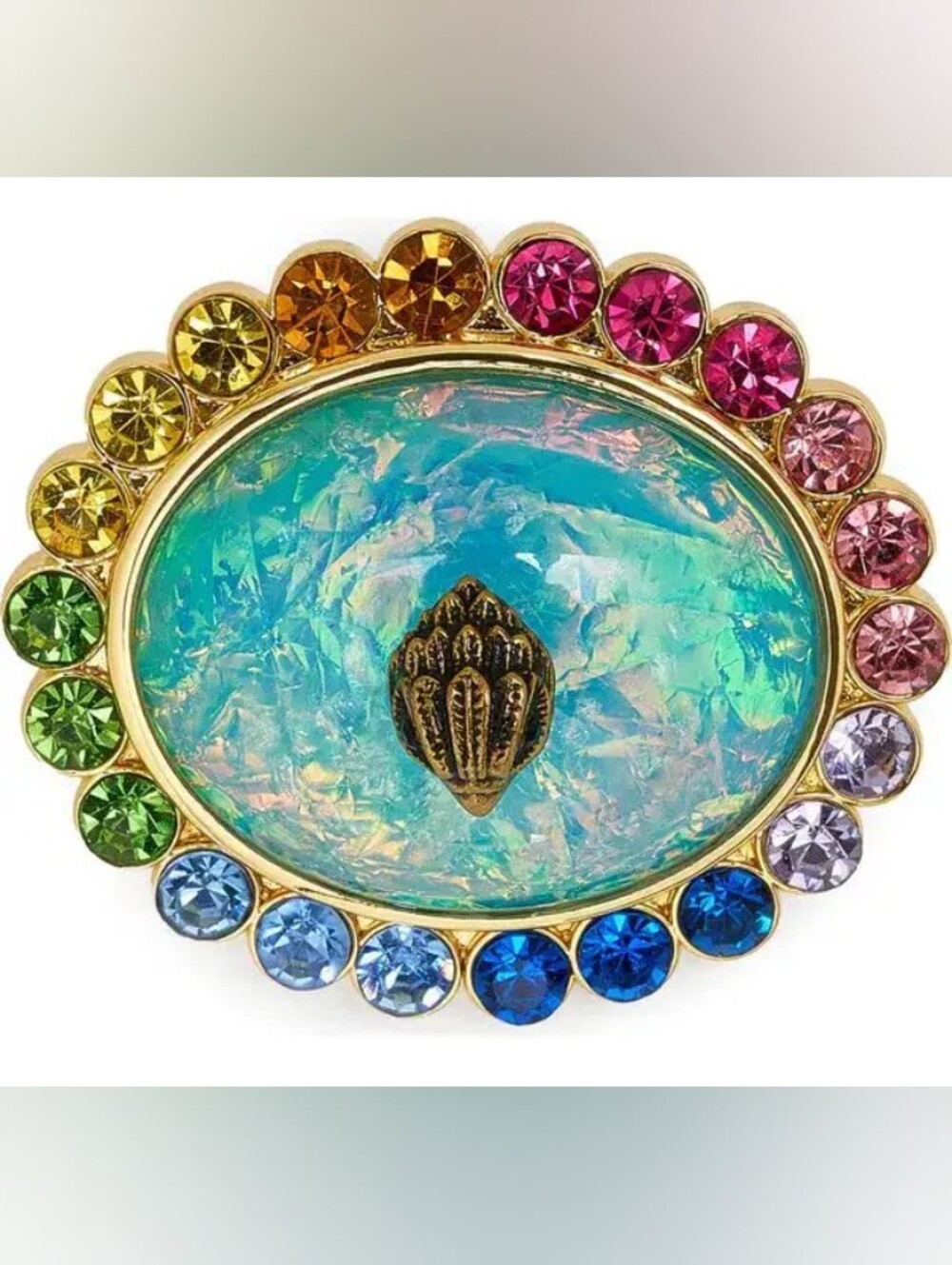 Kurt Geiger-Rainbow 🌈 Crystal Brooch (Iridescent/Gold)